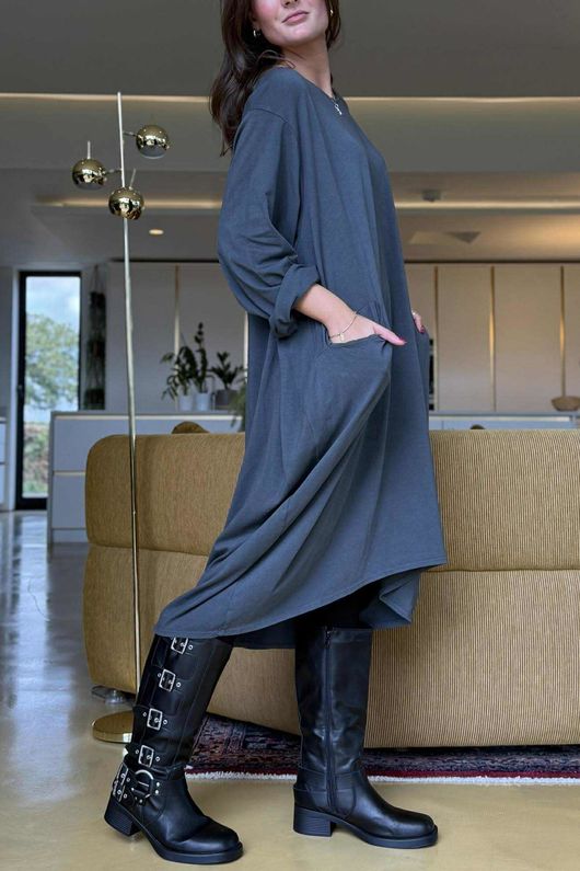 Donegal Cotton Jersey Sac Dress Charcoal /13 =